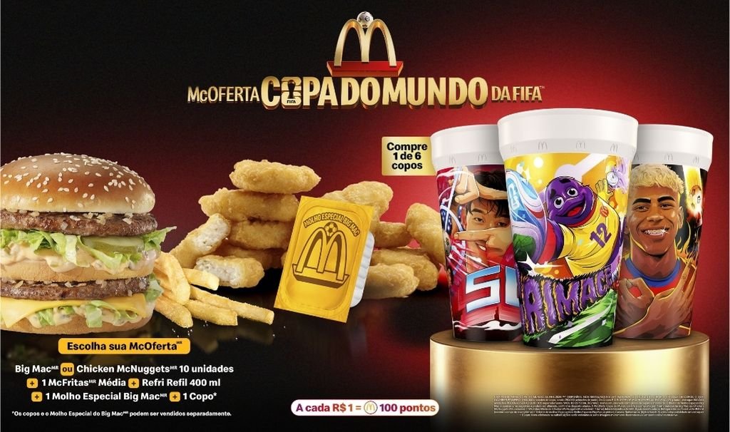 McDonald’s entra no clima da Copa do Mundo da FIFA 26™ com McOferta especial e copos exclusivos de ícones do futebol